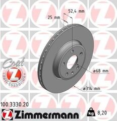Audi A4 2007-2023,A5 2007-2023 Ön Fren Diski 6 Delik 8K0615301