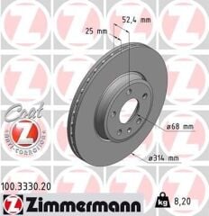Audi A4 2007-2023,A5 2007-2023 Ön Fren Diski 6 Delik 8K0615301