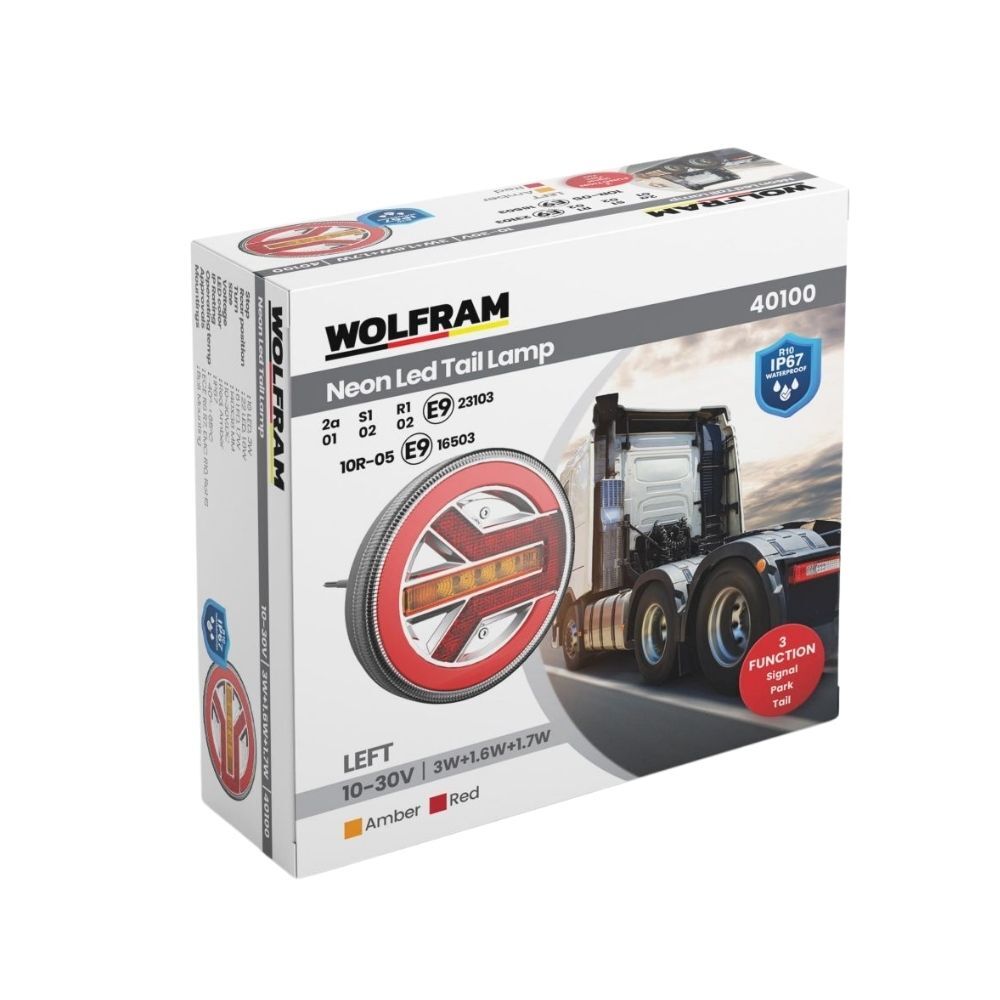 Led Yuvarlak 3 Fonksiyonlu Stop-Sinyal-Park Lambası 10-30V E9 Belgeli Sol 40100