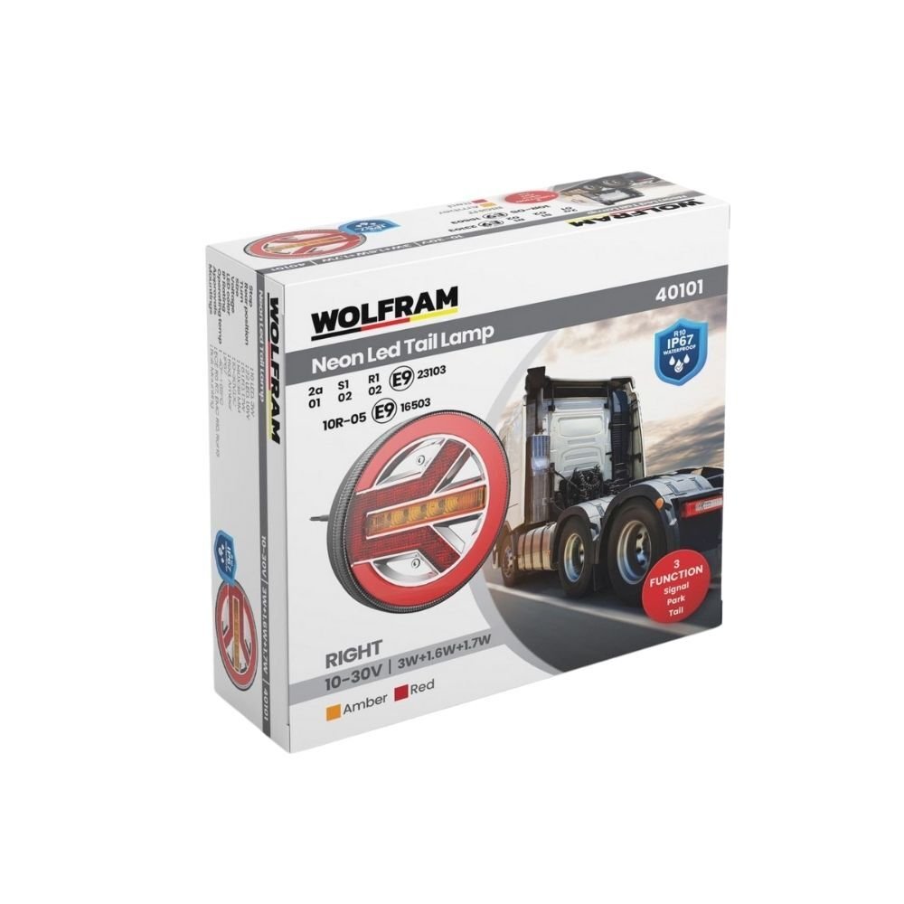 Led Yuvarlak 3 Fonksiyonlu Stop-Sinyal-Park Lambası 10-30V E9 Belgeli Sağ 40101