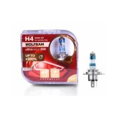 H4 Halojen Ampul Ultra Vision +%200 Fazla +%20 Beyaz Işık 12V 60/55W