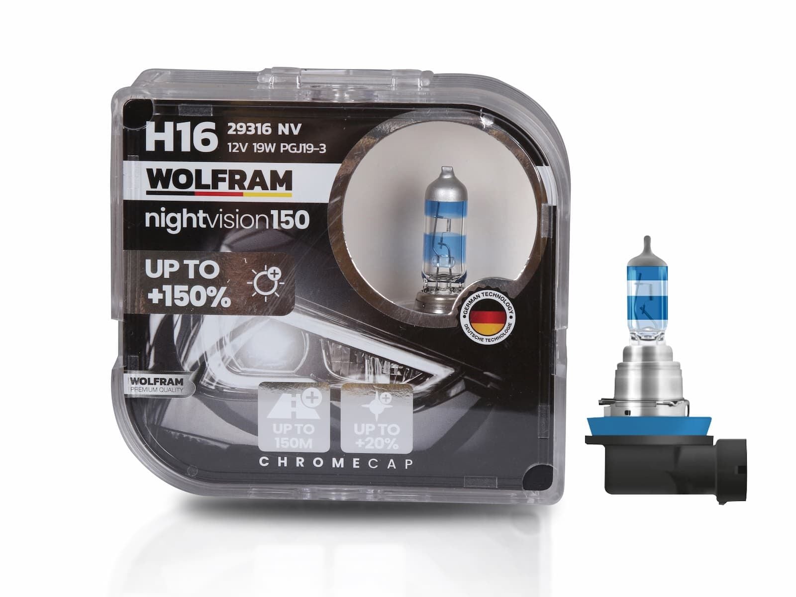 H16 Halojen Ampul NV +%150 Fazla Işık ve %20 Beyaz Işık 12V 19W 29316NV