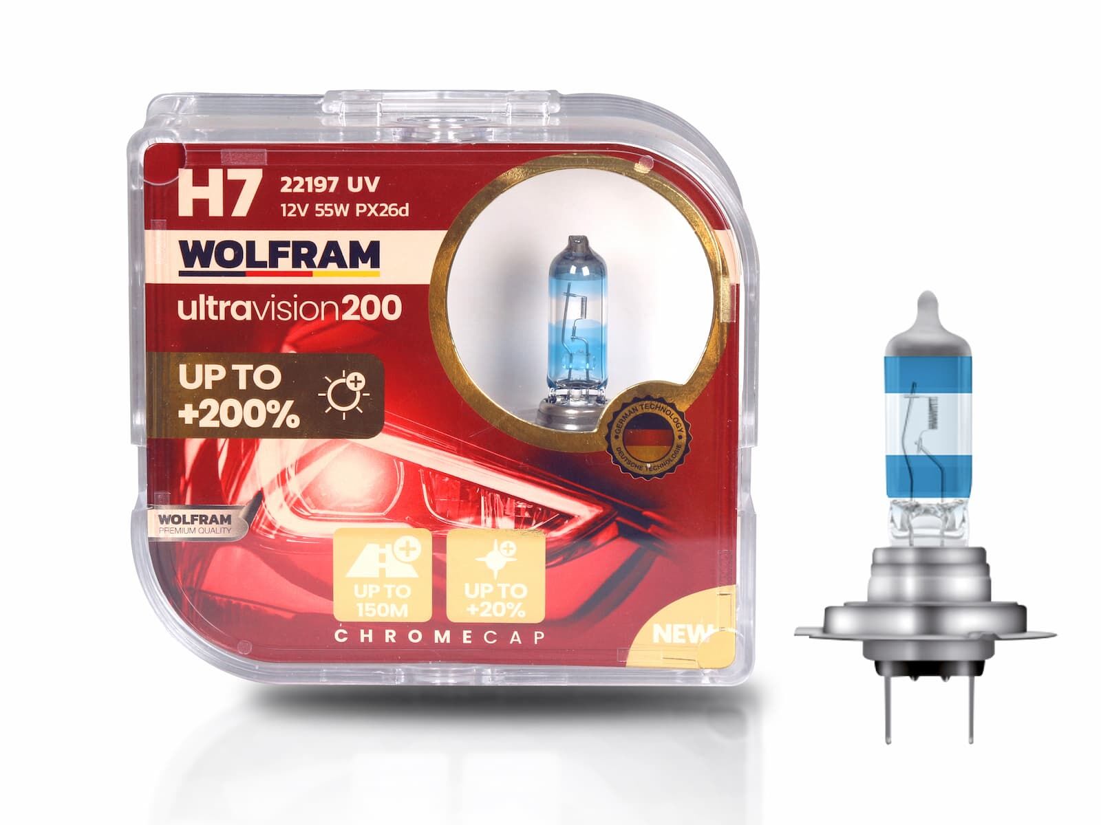 H7 Ampul Ultra Vision +%200 Fazla +%20 Beyaz Işık 12V 55W 22197UV