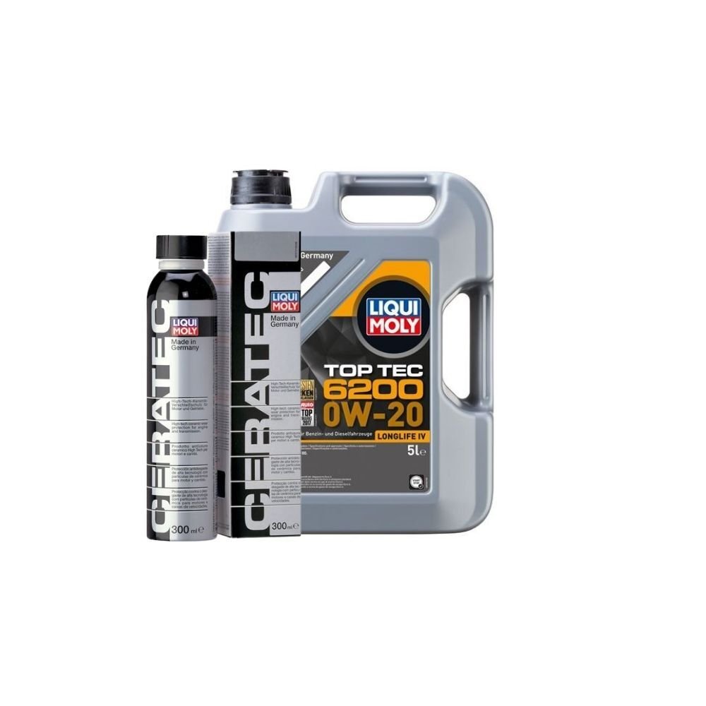 Liqui Moly 0W20 Motor Yağı Top Tec 6200 5 LT ve CeraTec Seramik Motor Koruyucu 300 ML Yağ Bakım Seti