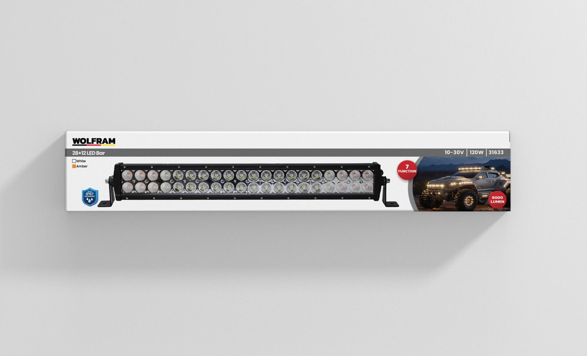 Led Bar Beyaz ve Sarı Işık 7 Fonksiyon Çakarlı 58 Cm 12V,24V